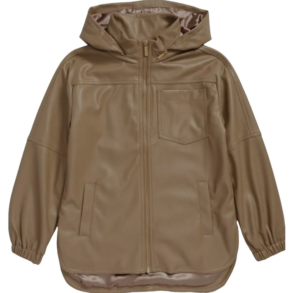 HABITUAL KID Girls Vegan Leather Shacket with Hidden Hood Size 12